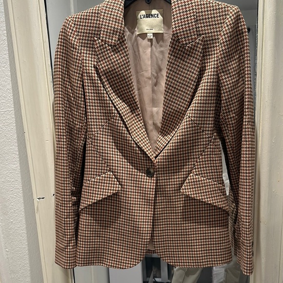 BRAND NEW- L'AGENCE Women's Houndstooth Blazer - Brown - Picture 4 of 5
